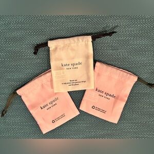 Lot Of 3 Kate Spade Jewelry Dust Gift Bags Drawstring Storage Pouch Pink White